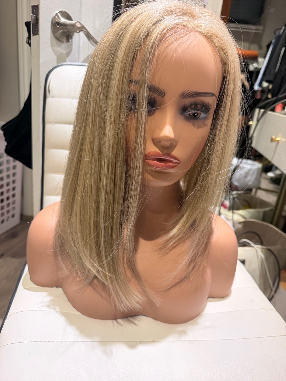 Natural Straight Blonde Women's Wig - Classic Shoulder Length - Picture 2 of 16